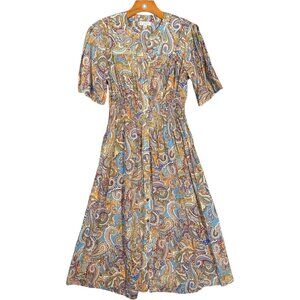 Current Air Paisley Midi Dress Bohemian Resort Beach Colorful S